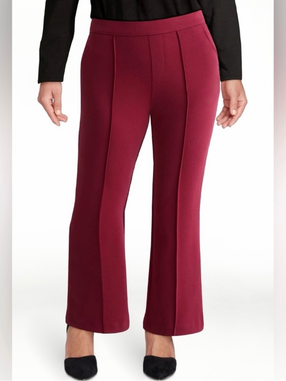 NWT Time and Tru Pull On Cropped Flare Pants, Wine Punch Red, Size XXXL
